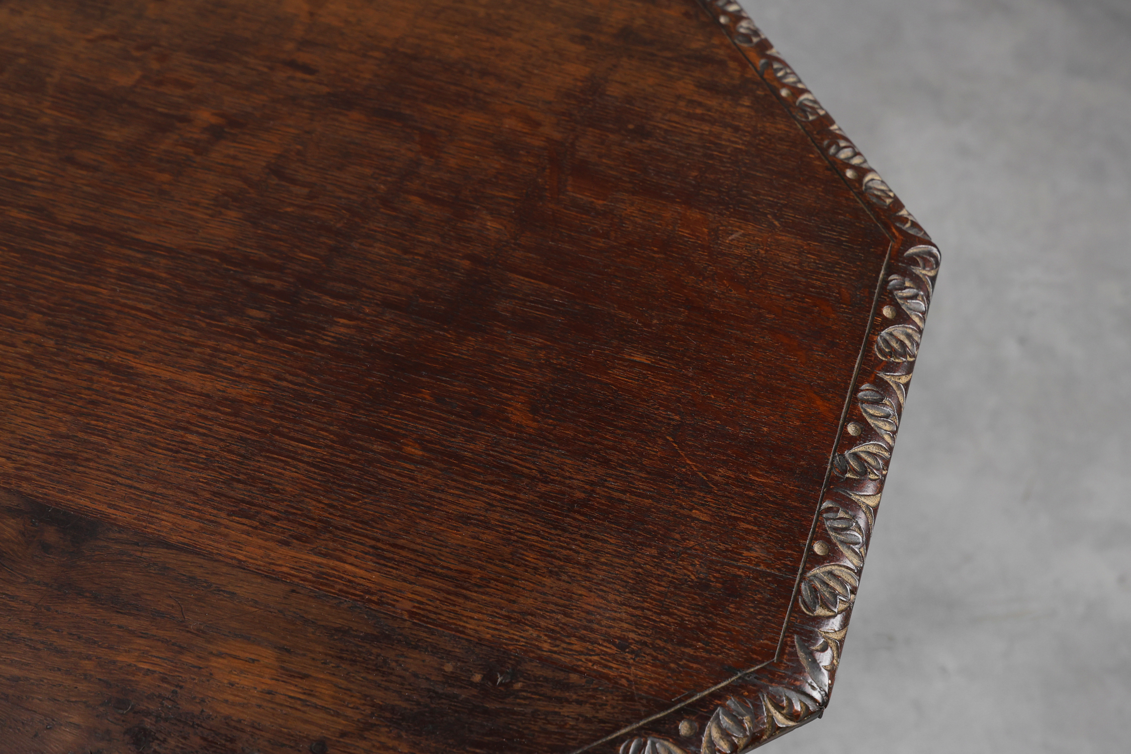 French octagonal Rustic Baroque Oak Side Table, circa 1850thumbnail